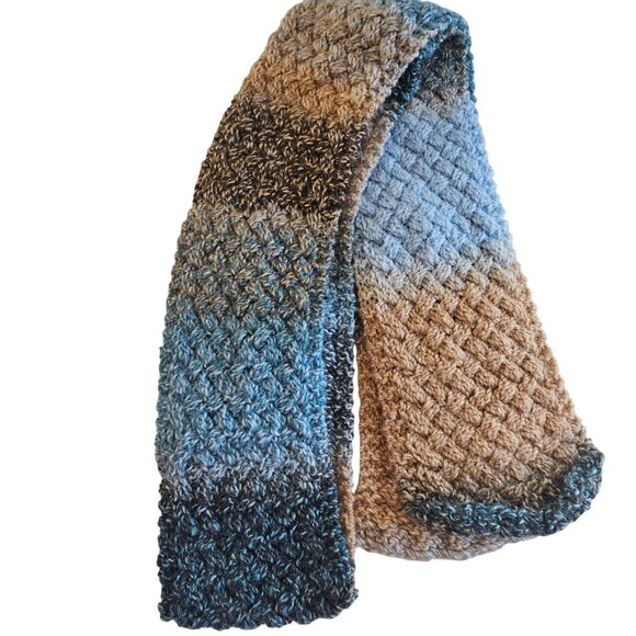 Handmade Crochet Knit Neutral Tone Fall Harvest Winter 100" Long Infinity Scarf - Picture 7 of 11